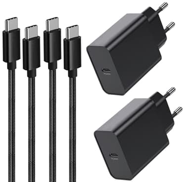 45W 2-Pack Cargador Movil USB C y Cable para Samsung Galaxy S25 Ultra/S23 Plus/S24 FE/S24 Ultra/S22+/S23/S21 FE,A56 5G/A36 A35 A55 Tab S7 S8 S9 S10,Note 20 Ultra,Enchufe Tipo C Super Carga Rapida