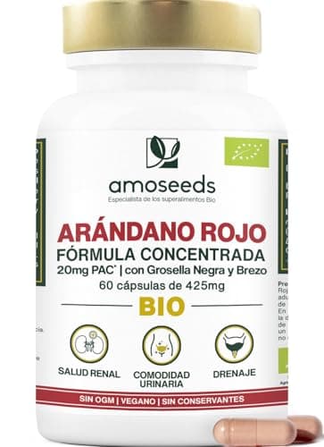 Arándano Rojo BIO | 5% PAC, Extracto de Alta Concentración | Confort Urinario, Riñones, Vejiga | Fórmula con Grosella Negra y Brezo | 60 cápsulas | Prima Calidad