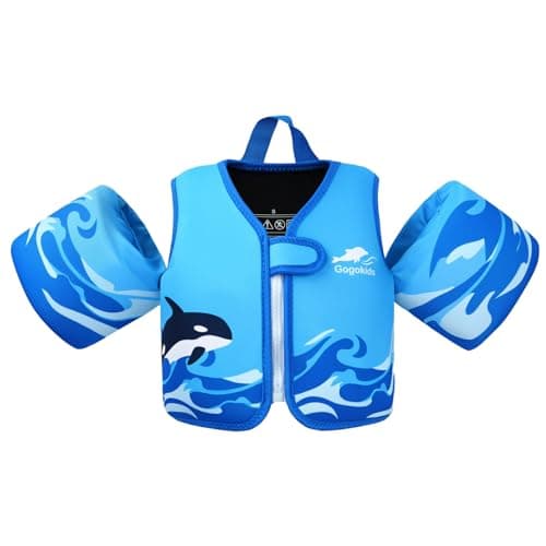 Gogokids Chaleco Salvavidas para niños con Mangas flotantes, Chaqueta de natación para niños con Dos Pulseras, flotabilidad para 2-6 años/10-30 kg, Piscina, Clases de natación y Parque