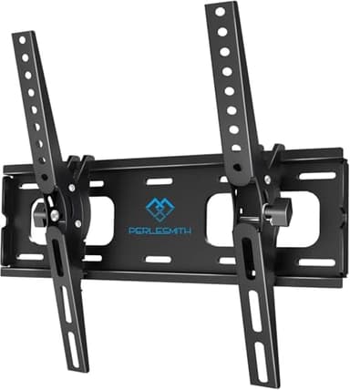 PERLESMITH Soporte TV Pared con Inclinación sin Herramientas, Soporte Television Pared Inclinable para la Mayoría de Televisores Planos & Curvos de 26-65 Pulgadas, hasta 60 kg, VESA máx. 400 x 400 mm