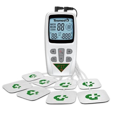 TESMED Fit Electroestimulador Muscular para EMS, TENS, Masaje (3 en 1), 22 Programas de los cuales 6 Personalizables, Perfecto para Aliviar el Dolor y Estimular Abdominales, Glúteos, Pectorales