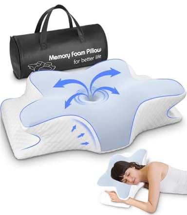 Huifoo Almohada cervical, almohada para dormir de lado, almohada de espuma viscoelástica, almohada ortopédica, almohada ergonómica para apoyo óptimo almohada para dormir boca abajo (62 x 41 x 13 cm) –