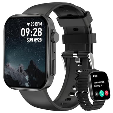 BRIBEJAT Reloj Inteligente Hombre Mujer, 2.01" Smartwatch con Llamadas Bluetooth, 100+ Modos Deportivos, Reloj Deportivo Hombre con Monitor de Sueño, Podómetro, Smart Watch para iOS y Android, Negro