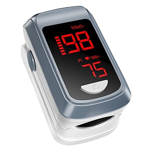 Oximetro Dedo Profesional, HOLFENRY Medidor Oxigeno en Sangre Dedo Pulsioximetro Saturador oxigeno dedo con Pantalla LED para Moniteur de niveau d'oxygène Frecuencia Cardiaca y PI am Finger, Gray