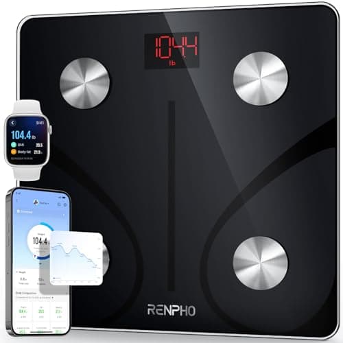 RENPHO Bascula de Baño Digital, Bascula Grasa Corporal y Muscular con App, Bascula Inteligente para Fitness, 13 Monitores de Composición Corporal Peso IMC Muscular, Elis 1