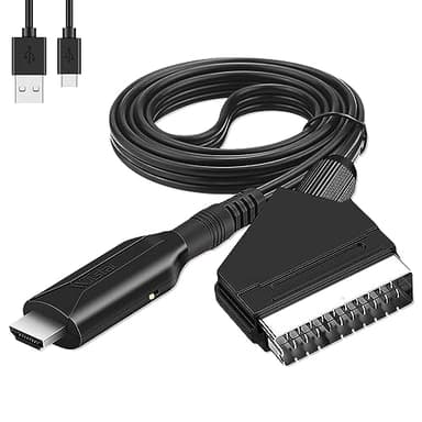 mizikuu Scart a HDMI Convertidor, Adaptador de euroconector a hdmi Plug&Play Entrada Scart Salida HDMI Apoyo 720/1080P Reproductor de Adaptador para HDTV, DVD BLU-Ray, VCR, Proyector