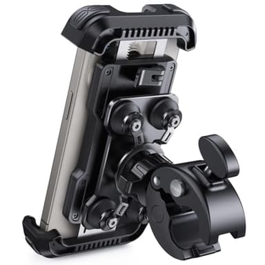 Lamicall Soporte Móvil Moto Antivibración - [con Doble Amortiguador] 360°Rotación, 1S Liberación con un Botón, Soporte Teléfono Bicicleta para iPhone 16 15 14 13 12 Series, Huawei, 4,7-6,8” Smartphone