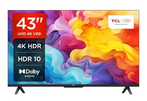 TCL 43V6B 43" 4K Ultra HD, HDR TV, Smart TV Powered by Google TV (Dolby Audio, Motion Clarity, Control por Voz, Compatible con Google Assistant, Chromecast Integrado)