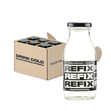 Bebida de Recuperación REFIX – Base Agua del Mar, Baja en Calorías, Orgánica, Sin Azúcar Añadido, Vegana, Electrolitos y Sales Minerales Naturales del Mar - Sabor Limón - Pack de 6 Botellas