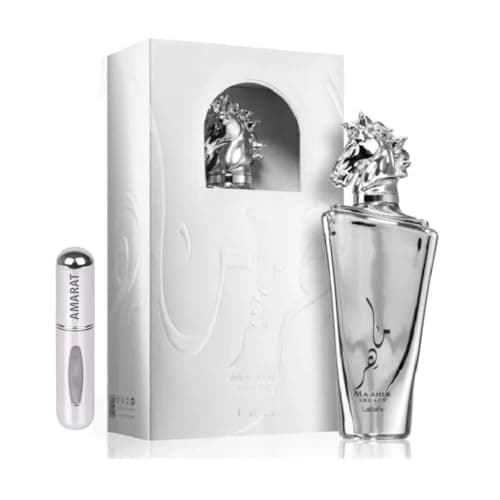 Perfume Maahir Legacy Original 100ML, Perfume Árabe para Hombres de Larga Duración, Eau da Parfum Importado desde Dubái, Incluye Atomizador Recargable 5ML, Aroma Oriental y Duradero (Legacy)