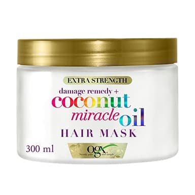OGX Coconut Miracle Oil Hair Mask (1 x 300 g), mascarilla reparadora anti frizz con aceite de coco, esencia de tiaré y extracto de vainilla, sin sulfatos ni parabenos para cabello seco y dañado