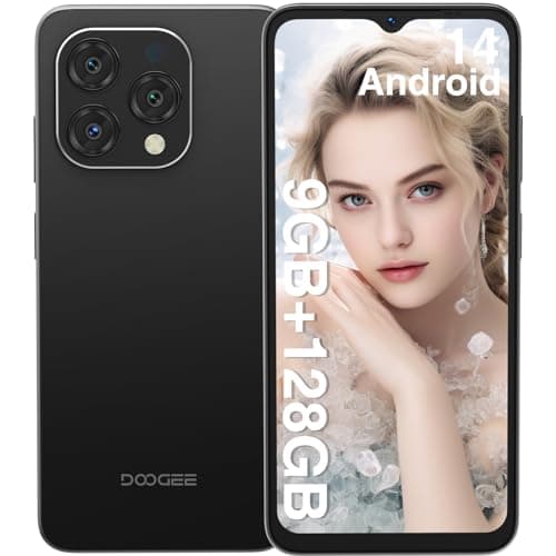 DOOGEE N55 Teléfono Móvil Libre Android 14, Smartphone con 9GB + 128 GB, 6.56" HD/90 Hz, Cámara 13+8 MP, Octa Core, Batería 5150 mAh Carga Rápida 10W OTG Negro