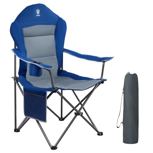 EVER ADVANCED Silla Camping 150kg Alta Silla Plegable Camping Acolchada Resistent Sillas Jardin Respaldo Silla Playa Plegabler Alto con Bolsillo y Portavasos Sillas Terraza Exterior Silla Director