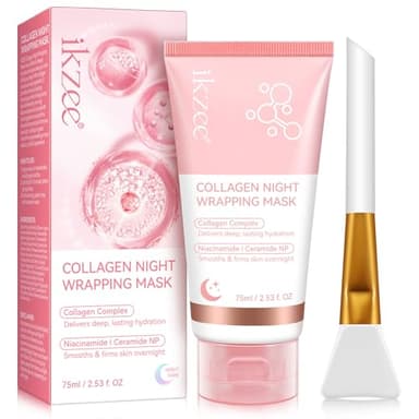 Mascarilla Facial con Colágeno, Peel off Mascarilla Envolvente de Noche con Colágeno, Hidratación Intensa, Proporciona Firmeza, Reduce Líneas Finas y Arrugas, Minimiza los Poros, Mejora la Elasticidad