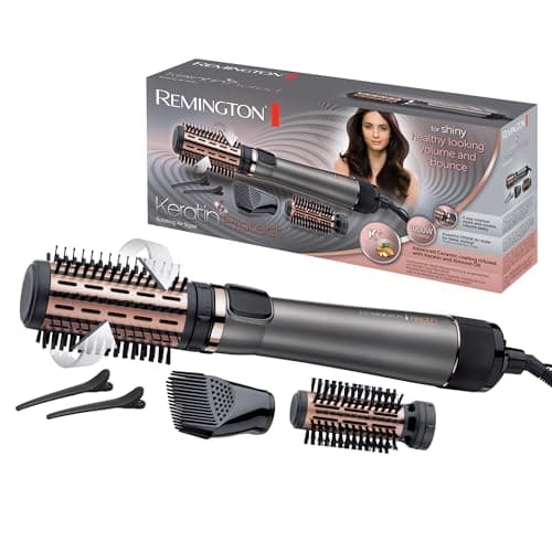 Remington Cepillo de Aire Keratin Protect - Moldeador de Pelo, Queratina y Aceite de Almendra, Cepillo Secador, 3 Accesorios, Moldea y da Volumen, Cerámica, 1000 W, 2 Temperaturas/Velocidades - AS8811