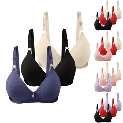 Pack de 3 sujetadores súper push up cómodos para mujer, sin aros, minimizador, pechos grandes, sujeción fuerte, sin aros, ropa interior, camiseta suave, clásica, extremadamente cómoda, entrenamiento,