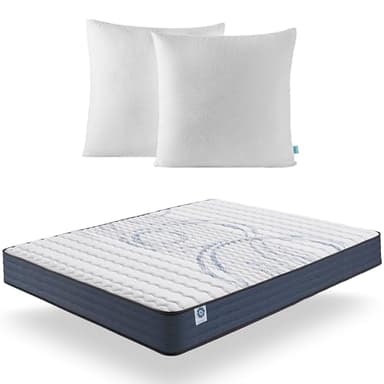 Naturalex - Colchón Viscoelástico 135x190 cm + Regalo 2 Almohadas 60x60 - Altura 21 cm Dream - Espuma Transpirable HR + Blue Látex - Semifirme - Máximo Comfort - Hipoalergénico - Reversible
