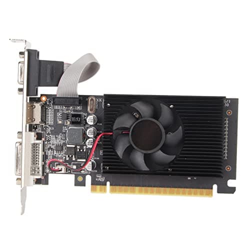 Tarjeta Gráfica para Computadora, 2G DDR3 64bit PCIE 1.1 Tarjeta Gráfica para Juegos de Escritorio, Tarjeta de Video para PC con Ventilador de Enfriamiento, Interfaz HDMI, DVI, VGA