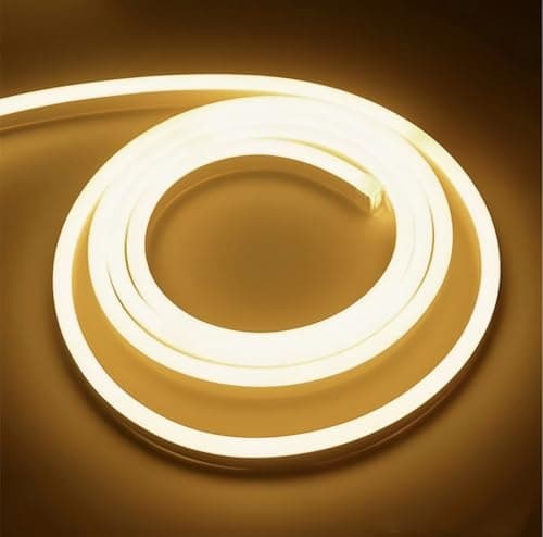 ONSSI® Tiras LED de Neón 220v (Blanco Cálido,3M),12w/m COB Luz de Cuerda,288 Led/m Cada Corte de 10cm,Ip65 Impermeable con Enchufe de Interruptor y Pegatina,Neon Led Para Uso Interior y Exterior