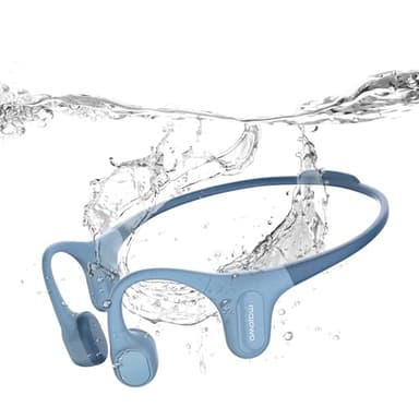 mojawa Run Plus Auriculares de Conducción Ósea, Auriculares de Natación Impermeables IP68, Bluetooth con Micrófono y MP3 de 32 GB, Inalámbricos, para Correr, Nadar, Montar en Bicicleta, Azul
