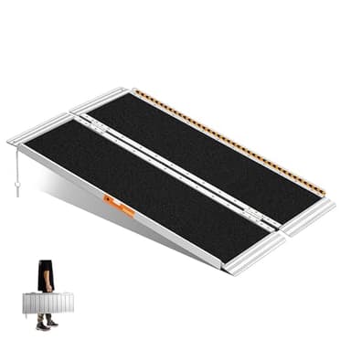 gardhom Rampa para Sillas de Ruedas 122CM Rampas Plegables para Sillas de Ruedas Portátiles Antideslizantes Rampas Sillas de Ruedas para Umbrales Escaleras