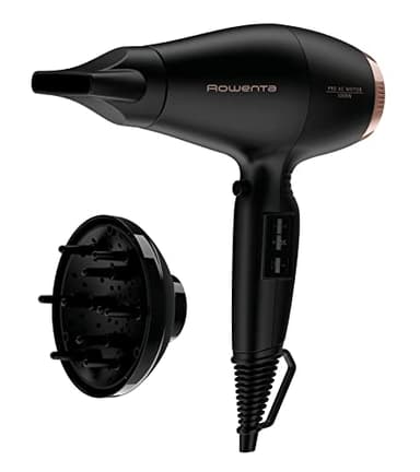 Rowenta Compact Pro – Secador de pelo de gran potencia 220 W, motor profesional AC, alto rendimiento, 4 ajustes / temperatura,golpe aire frío, boquilla concentradora 9 mm, difusor rizos, CV6930