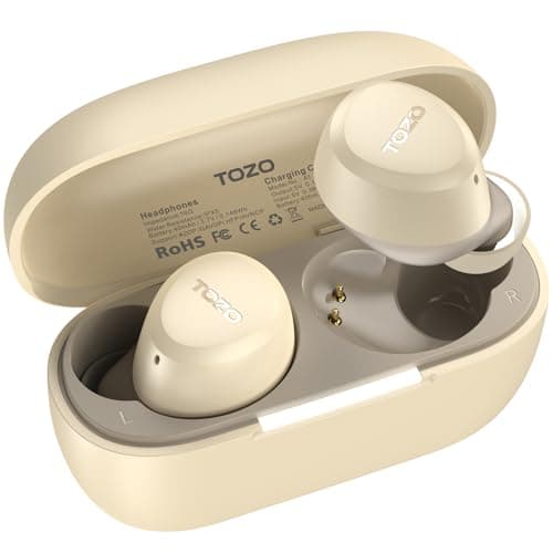 TOZO A1 2024 Nuevo Auriculares Inalámbricos Bluetooth 5.3 con ORIGX Acústico 32H Reproducción EQ Ajuste Ultraligero USB Tipo C IPX5 Caqui