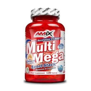 AMIX - Complejo Vitamínico - Multi Mega Stack con Vitaminas y Minerales - 120 Tabletas - Mejora el Rendimiento Físico y Mental - Suplemento con Hierro - Eficaces Suplementos Vitamínicos