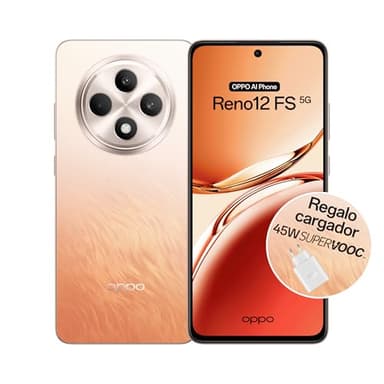 OPPO Reno12FS 5G - Smartphone Libre con IA, 24GB (12GB+12GB) 512GB, Pantalla 2.5D AMOLED 6.7", Cámara 50+8+32 MP, Android, IP64, Batería 5000mAh, Carga Rápida 45W, Cargador Incluido - Amber Orange