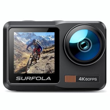 Surfola SF630 Cámara Deportiva 4K 60FPS, subacuática 40M Impermeable de Metal Desnudo 10M, WiFi, para Casco EIS, Videocámara de Pantalla Dual con 2 Baterías x1350mAh