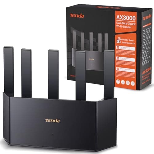 Tenda RX12L Pro - Router WiFi 6 AX3000, Doble Banda 2.4/5Ghz, 4 Puertos Gigabit, 5 Antenas de Alta Ganancia, Diseño de Refrigeración Vertical, Control Parental, Tecnología WiFi+, WPA3, OFDMA, MU-MIMO