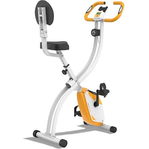 Ultrasport F-Bike Bicicleta Estática Plegable hasta 130 KG, Extra Silencioso con Sillín de Confort Ajustable - Bici Estática Plegable Indoor, Bicicletas Estáticas (Naranja-Blanco)
