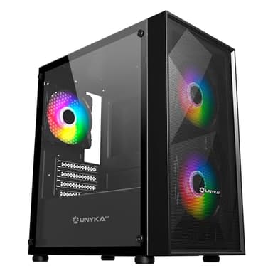 UNYKAch Caja Micro ATX Gaming MIR B200, Cristal Templado, Tres Ventiladores ARGB y Tres Puertos USB