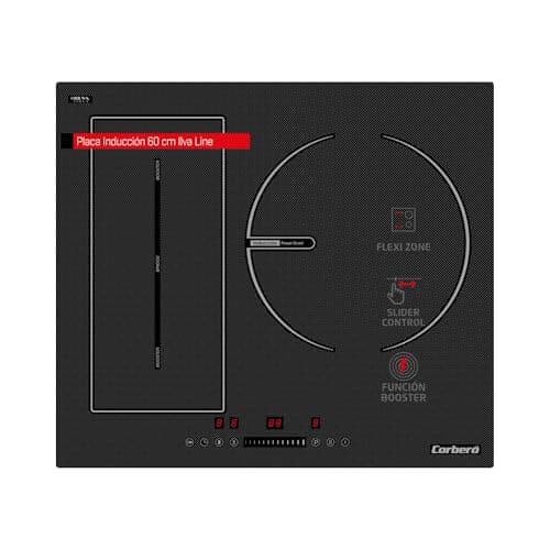 Corberó - Placa Inducción 3 Zonas | CCIG3BL723FLEX | 7200 W | Zona Flexi | Pause y Keep Warm | Touch Control | 3 Boosters | Slider | Zona Grande 30 Cms | Temporizador 99 Min | Seguridad Automática