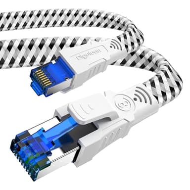 Digoloan Cable de Red Ethernet Cat 8 RJ45 5 Metros Cable de Internet Plano Trenzado de Nylon 40Gbps 2000MHz de Alta Velocidad Blindado Gigabit LAN Patch Cord
