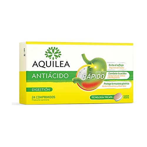 AQUILEA Antiácido 24 Comprimidos Sabor menta - Comprimido con Tecnología Tricapa - Ayuda contra el Reflujo y la Hiperacidez - Efecto Rápido