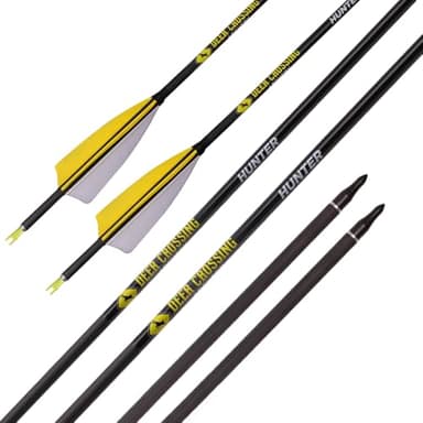 PHILOCS 12 Piezas ID 6.2mm Flechas de Caza, Spine: 300 350 400 500 600 700 800 Flecha de Tiro con Arco, 4 Pulgadas Pluma de Pavo Flecha de Carbono-Puro (Spine 800, 28inch)