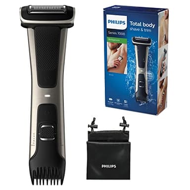 Philips Serie 7000 BG7025/15 - Afeitadora corporal con cabezal de recorte y de afeitado, 80 minutos de uso, apta para la ducha, color negro