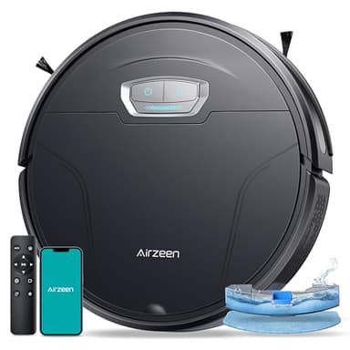 Airzeen Robot Aspirador y Fregasuelos, 4500Pa Succión Ultra Fuerte, con Auto Carpet Boost, Alexa/WiFi/App, Aspirador Robot Super Delgado, Ideal para Pelo de Mascotas, Piso(G20 Pro)