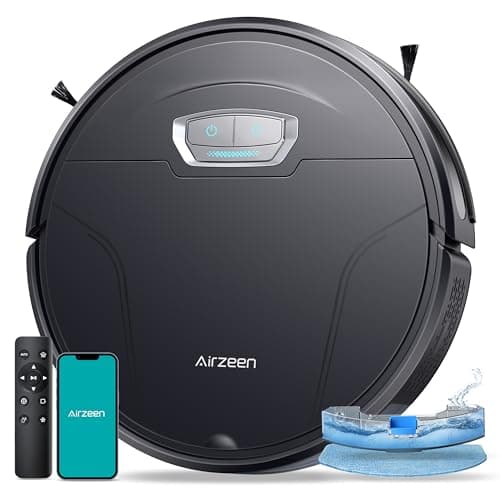 Airzeen Robot Aspirador y Fregasuelos, 4500Pa Succión Ultra Fuerte, con Auto Carpet Boost, Alexa/WiFi/App, Aspirador Robot Super Delgado, Ideal para Pelo de Mascotas, Piso(G20 Pro)