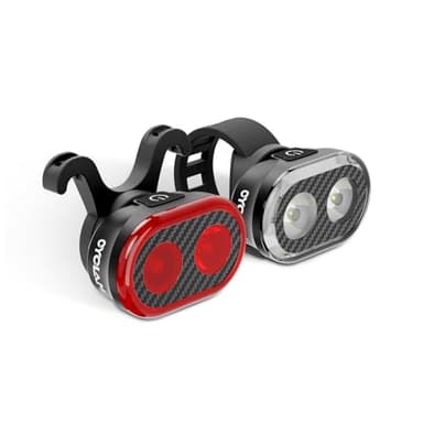 CYCLAMI Luz Bicicleta Delantera y Trasera LED 300/200 Lúmenes con Sensor de Freno, USB-C Recargable, IPX6 Impermeable, Kit Luces Bicicleta Potente para Noche y Día