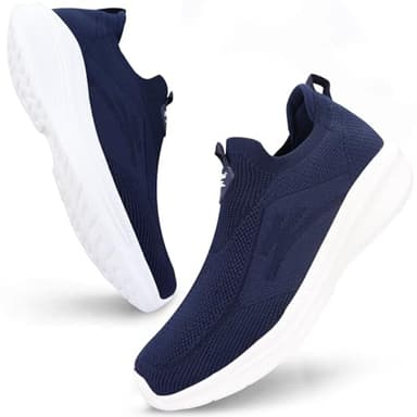 Giniros Zapatillas Slip On Running Hombre Zapatos Deporte Correr Jogging Caminar Bambas Deportivas Hombre Casual Gimnasio Fitness Gym Atlético Trekking Tenis Transpirables Sneakers, Azul Oscuro 43EU