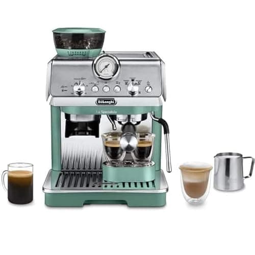 De'Longhi La Specialista Arte EC9155.GR, Máquina de Espresso Barista con Bomba, Cafetera de Grano y Capuchino, 8 Configuraciones de Molienda, Varilla para Espumar Leche My Latte Art, 1550W, Verde