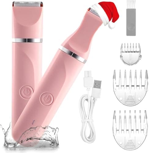 Profesional Afeitadora Mujer, 2 en 1 Rasuradora mujer zona intima, Recargable Rasuradora Mujer, Indoloro Maquina Depilar Mujer, IPX7 Impermeable, Uso en Seco y en Mojad, Rosa