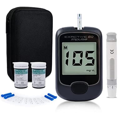 Glucometro, Medidor de Glucosa en Sangre, Diabetes Kit de Prueba de Azúcar en sangre con 50 Tiras de Prueba Exactive EQ-mg/dL