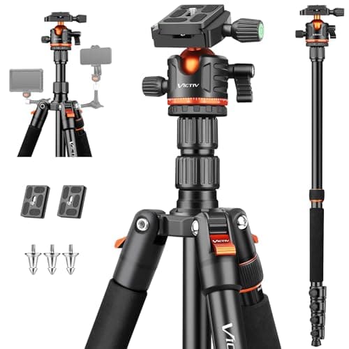 Victiv 78.7"/ 200cm Tripode Camara, Trípode Cámara Reflex de Viaje Ligero y Compacto de Aluminio, Tripode para Movil Panorámico 360° Tripode Fotografia, Trípode Monopod de Vídeo para Canon Nikon Sony