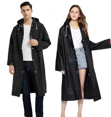 Bosdontek Reutilizable Chubasquero, 2 Piezas Poncho de Lluvia EVA Chubasqueros Impermeable Chubasqueros Transparentes, Chubasquero para Mujer Unisex Poncho para Viajes Excursionismo y Exteriores