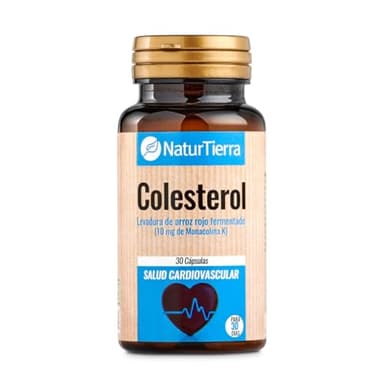 NATURTIERRA Colesterol - Berberina y Levadura de Arroz Rojo Fermentado - Contribuye a Mantener Niveles Normales de Colesterol - 30 Cápsulas de 595mg - Sin Gluten - Apoyo a la Salud Cardiovascular