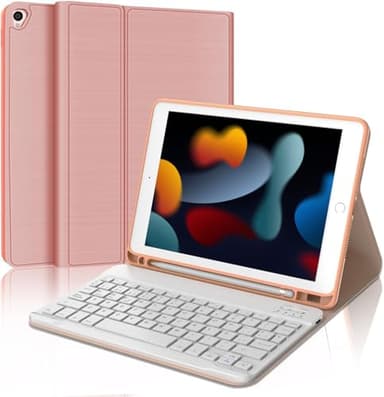 WAVATA Funda Teclado para iPad 9ª/ 8ª/ 7ª Gen- Teclado para iPad 2021/2020/ 2019- Teclado para iPad Air 3 y iPad Pro 10.5 2017- Teclado Bluetooth Magnética Inalámbrico Desmontable, Español Ñ, Rosa