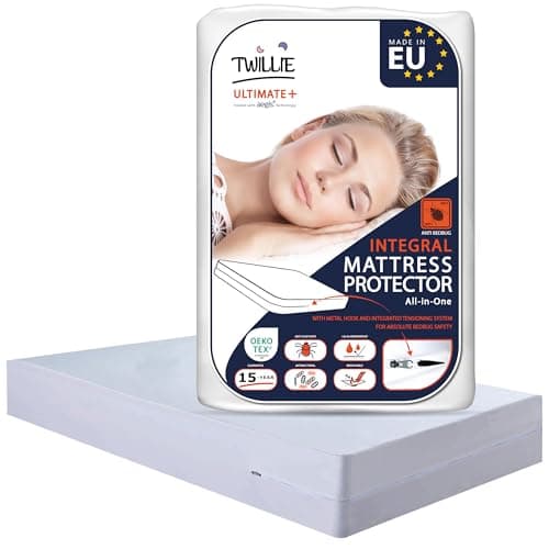 Twillie – Funda de colchón integral 150x190x25 cm Impermeable – Anti-chinches – Oeko-TEX® Protector de colchón completo con cremallera - Tratamiento AEGIS® Anti-ácaros, antibacteriano – Fabr. en la UE